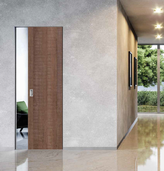 Schiebetür in die Wand Zargenlose-Antrazit Laminat (3)