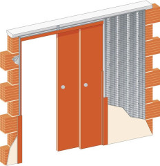 Ermetika Staffetta TB 615+615 mm Schiebetür in der Wand 180 mm Trozkenbauwand 2100 mm